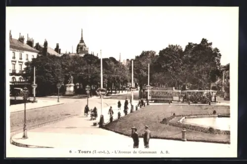 AK Tours /I.-et-L., L`Avenue de Grammont, Strassenbahn