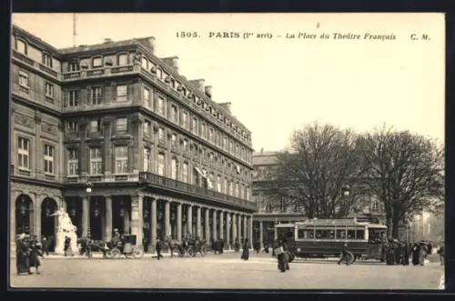 AK Paris, La Place du Theatre Francais, Strassenbahn, 1er arrt