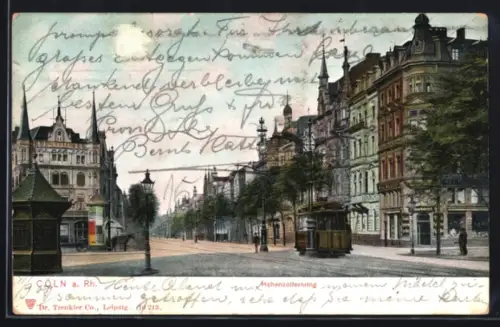 AK Köln-Neustadt, Hohenzollernring, Strassenbahn, prächtige Wohnhäuser