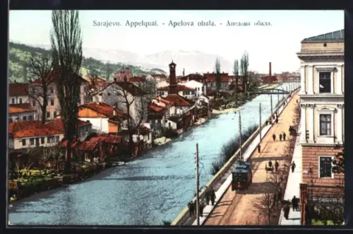 AK Sarajevo, Appelquai, Strassenbahn