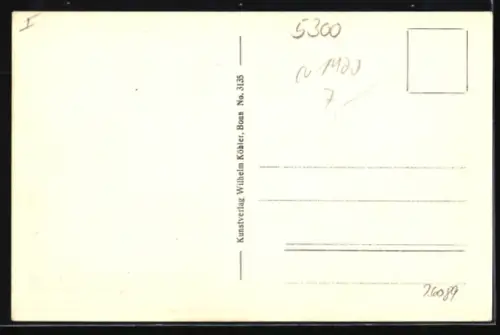 AK Bonn, Partie an der Rheinbrücke mit Strassenbahn