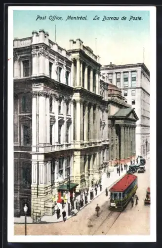 AK Montréal, La Bureau de Poste, Strassenbahn