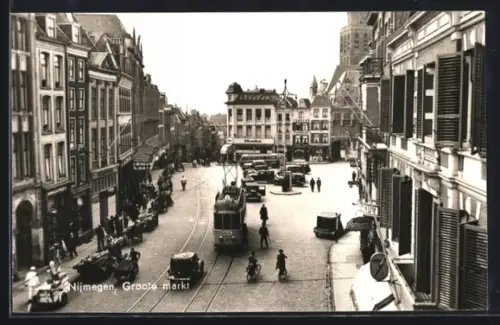 AK Nijmegen, Groote markt, Strassenbahn