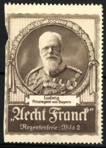 Reklamemarke Bayern, Ludwig Prinzregent von Bayern, Porträt in Medaillon