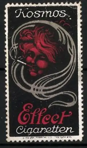 Reklamemarke Kosmos, Effect Cigaretten, Rauchende Frau