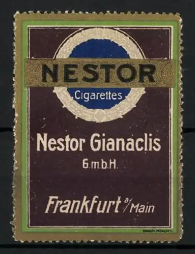 Reklamemarke Frankfurt a. Main, Nestor Gianaclis, Tabakwaren und Zigaretten, Nestor-Logo