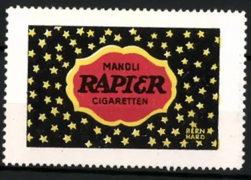 Künstler-Reklamemarke Lucian Bernhard, Manoli Rapier Cigaretten, Tabakwaren und Zigaretten, Sterne