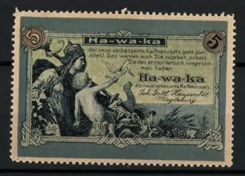 Reklamemarke Magdeburg, Johann Gottl Hauswaldt, Ha-wa-ka Kaffeezusatz