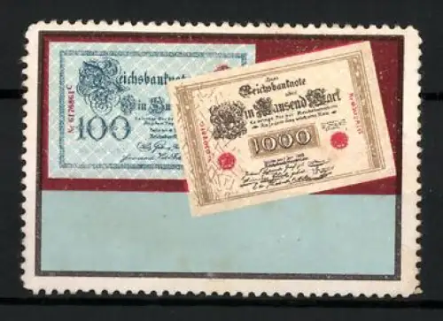 Reklamemarke Reichsbanknote 1000 Mark, Geldschein