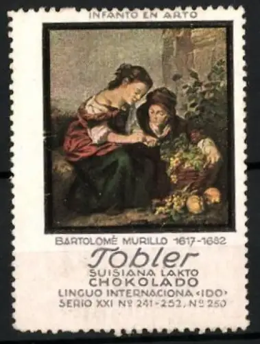 Reklamemarke Suisiana Lakto Chokolado, Tobler-Schokolade, Bartolomé Murillo, Esperanto