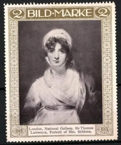 Reklamemarke London, National Gallery, Portrait of Mrs. Siddons, Sir Thomas Lawrence