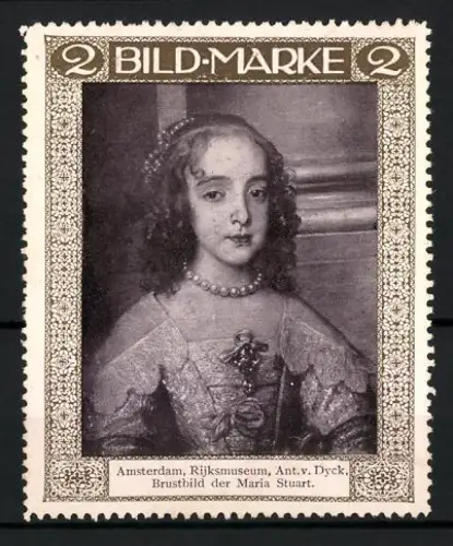 Reklamemarke Amsterdam, Brustbild der Maria Stuart, Ant. v. Dyck