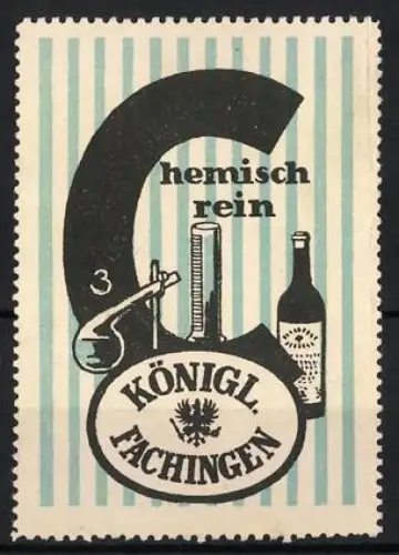 Reklamemarke Fachingen, Königlich Fachingen, Mineralwasser und Heilwasser, Flasche mit Etikett