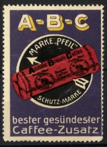 Reklamemarke Aechter Brandt-Caffee, Caffee-Zusatz, Verpackung mit Pfeil