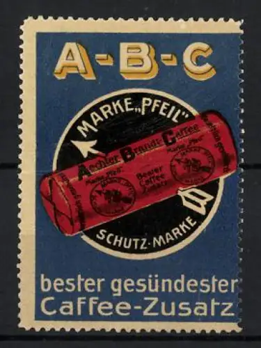 Reklamemarke Aechter Brandt-Caffee, Caffee-Zusatz, Verpackung mit weissem Pfeil
