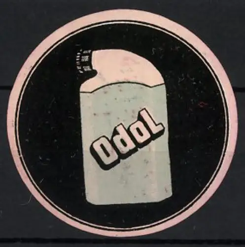 Reklamemarke Odol, Zahnpflegeprodukt und Mundspülung, Flasche als Symbol