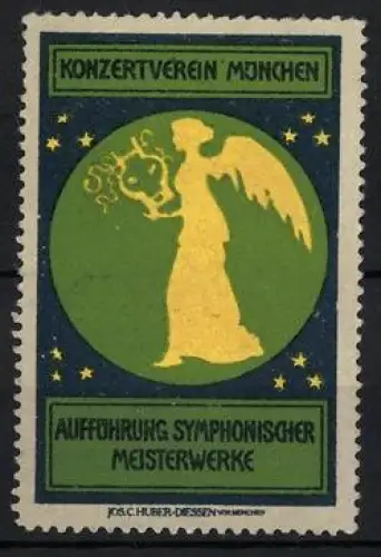Reklamemarke München, Konzertverein München, Symphonieorchester, Engel mit Lyra