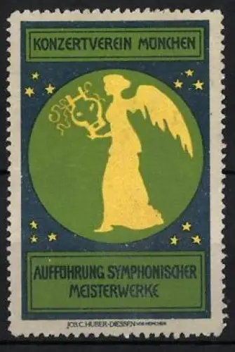 Reklamemarke München, Konzertverein München, Symphonieorchester, Engel mit Lyra