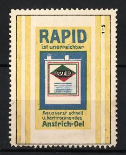 Reklamemarke RAPID, Anstrich-Oel und Politur, Kanister