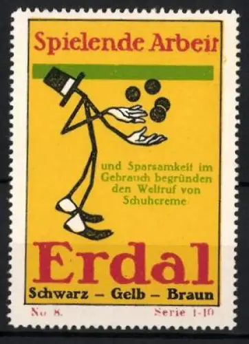 Reklamemarke Erdal, Schuhcreme, jonglierende stilisierte Figur