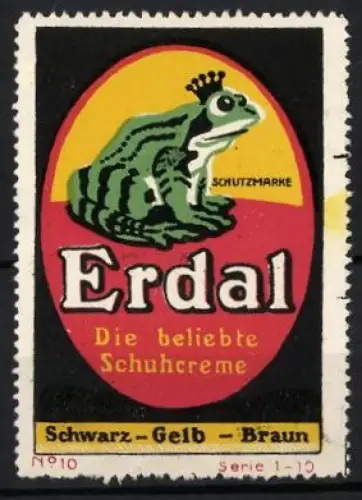 Reklamemarke Erdal, Schuhcreme, Frosch mit Krone