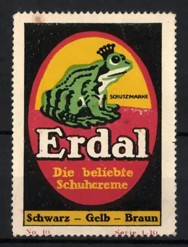 Reklamemarke Erdal, Schuhcreme, Frosch mit Krone