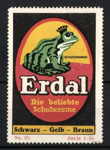 Reklamemarke Erdal, Schuhcreme, Frosch mit Krone
