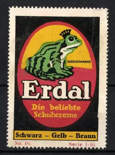 Reklamemarke Erdal, Schuhcreme, Gekrönter Frosch