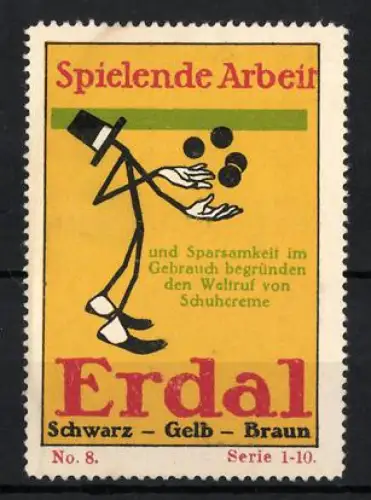 Reklamemarke Erdal, Schuhcreme, jonglierende Strichfigur