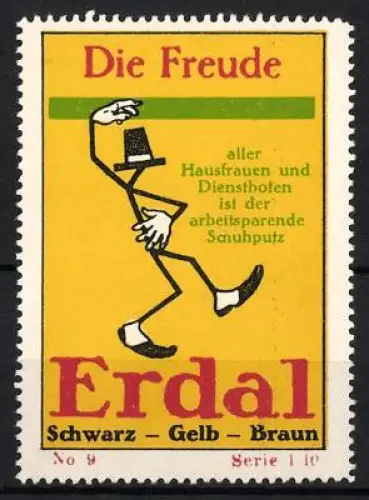 Reklamemarke Erdal, Schuhcreme, Tanzende Figur mit Hut