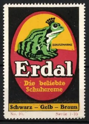 Reklamemarke Erdal, Schuhcreme, Frosch mit Krone
