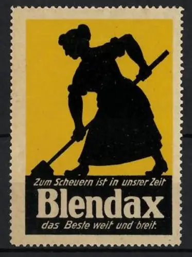 Reklamemarke Blendax, Reinigungsmittel und Scheuermittel, Frau mit Besen