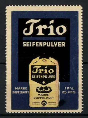 Reklamemarke Trio Seifenpulver, Seifen und Reinigungsmittel, Packung Doppelkopf Seifenpulver