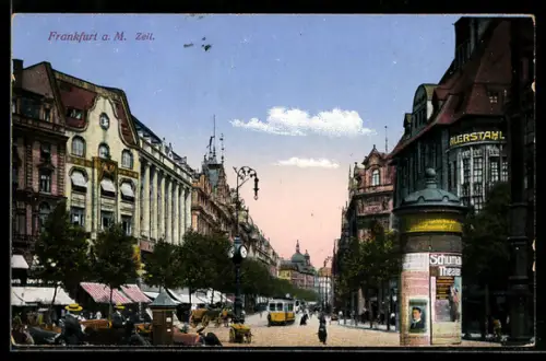 AK Frankfurt a. M., Strassenbahn auf der Zeil