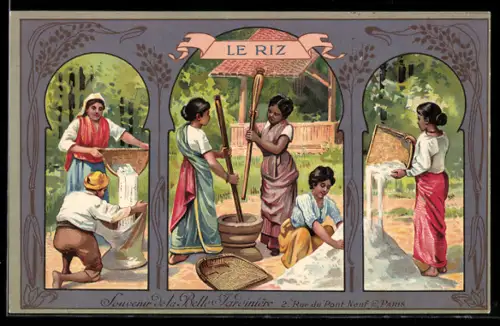 AK Arbeiter bei der Reisverarbeitung