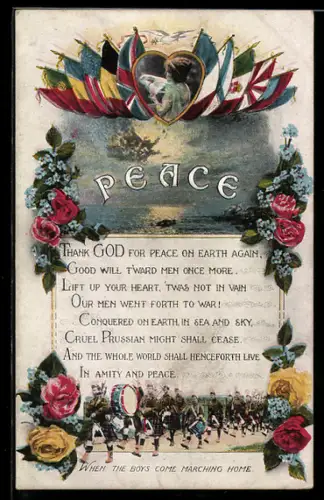 AK Peace, Thank God..., When the Boys Come Marching Home, International Flags, Flowers