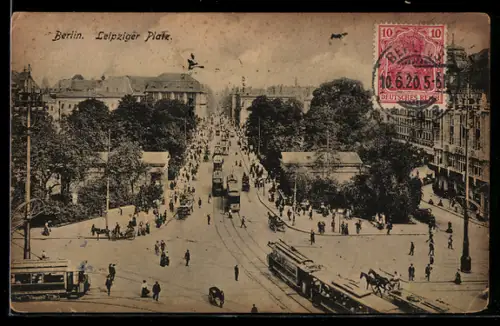 AK Berlin, Leipziger Platz mit Strassenbahn