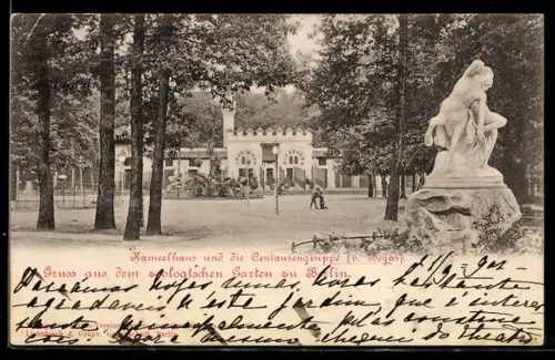 AK Berlin, Zoologischer Garten, Kamelhaus und die Centaurengruppe