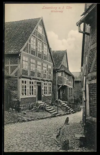 AK Lauenburg a. d. Elbe, Strasse Hohlerweg mit Karren