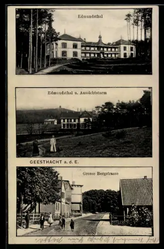 AK Geesthacht /Elbe, Edmundsthal mit Aussichtsturm, Grosse Bergstrasse