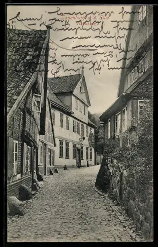 AK Lauenburg a.d. Elbe, Hohlerweg mit Häuserpartie