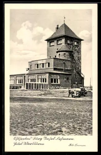 AK Burg /Fehmarn, Hotel Wartturm, Esel, Automobil