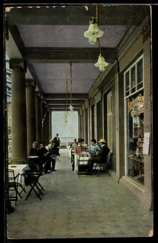 AK Travemünde, Cafe-terrasse am Kurhaus-Bazar