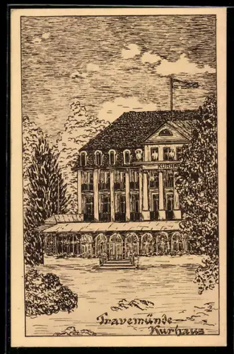 Künstler-AK Travemünde, Kurhaus, Frontansicht