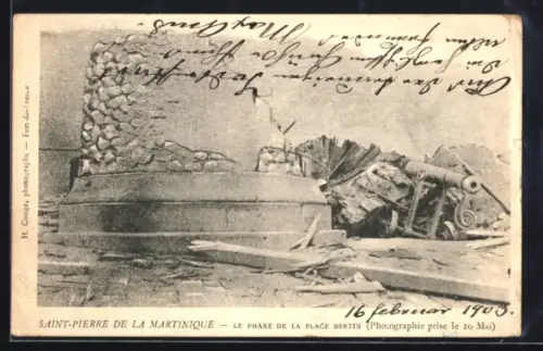 AK Saint-Pierre, Le Phare de la place Bertin, Erdbeben