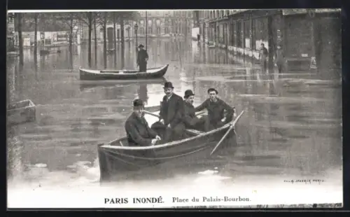 AK Paris, Place du Palais-Bourbon, Hochwasser