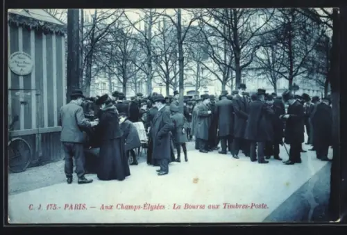 AK Paris, La Bourse aux Timbres-Pose, Aux Champs-Elysees