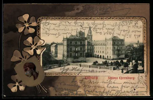 AK Coburg, Schloss Ehrenburg, Wappen, Kleeblatt