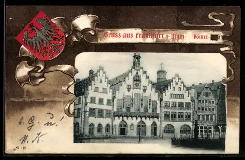 AK Alt-Frankfurt, Römer im Rahmen, Wappen