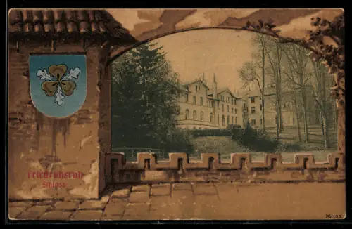 AK Friedrichsruh, Schloss, Wappen, Passepartout